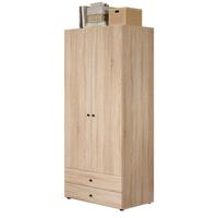 KLEIDERSCHRANK Eiche Sonoma hell 81 x 176 cm, Drehtürenschrank 2-türig mit Schubalden - Schwarz/Sonoma Eiche, Holzwerkstoff/Kunststoff (81/176/51cm) - Top.Furn