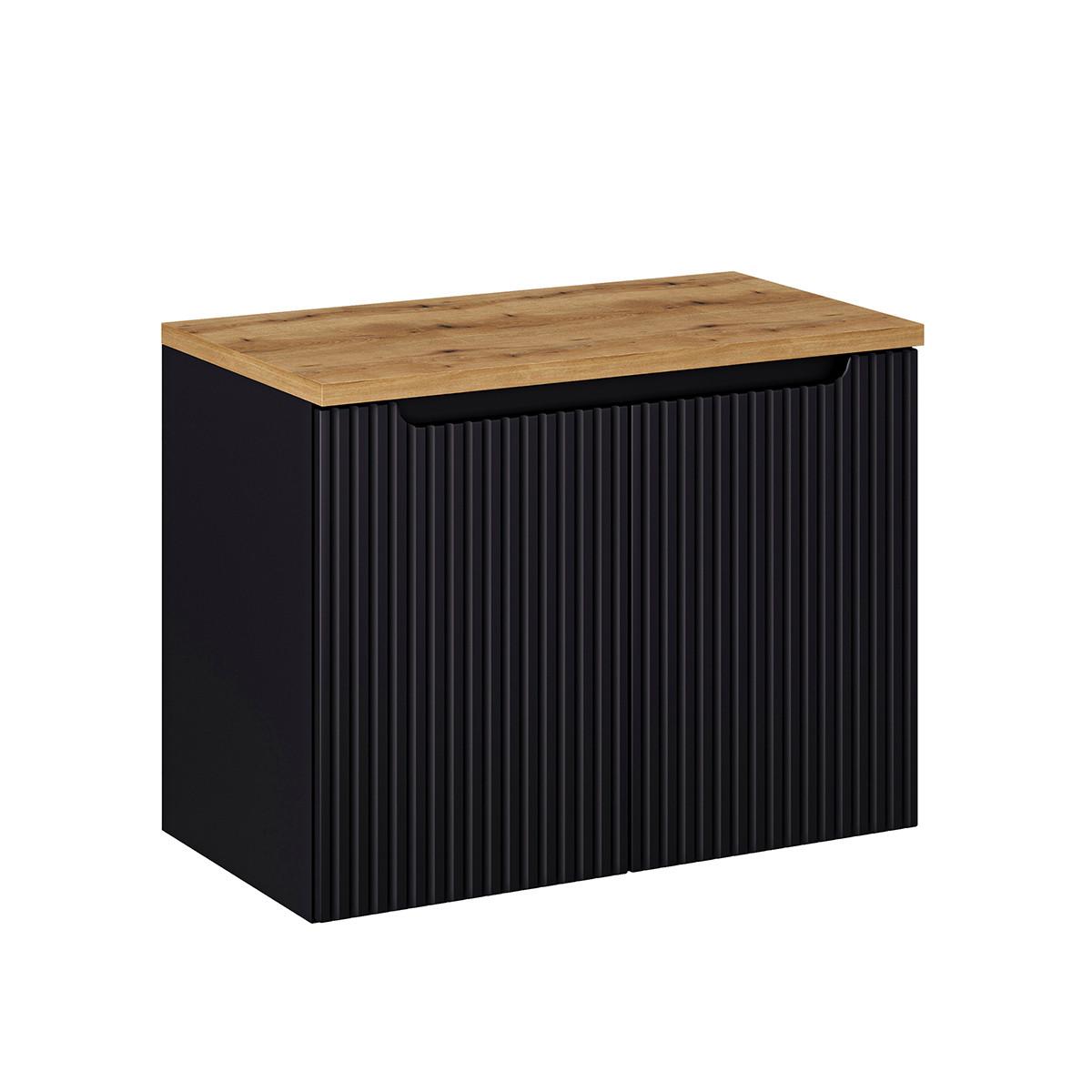 WASCHTISCHUNTERSCHRANK 80cm Riva Schwarz und Holz - Schwarz, Holzwerkstoff (80/57/40cm) - Petits-meubles
