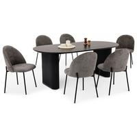 ESSGRUPPE DONOVAN CASSIE 7er Set schwarz - Schwarz, Holzwerkstoff - IDIMEX