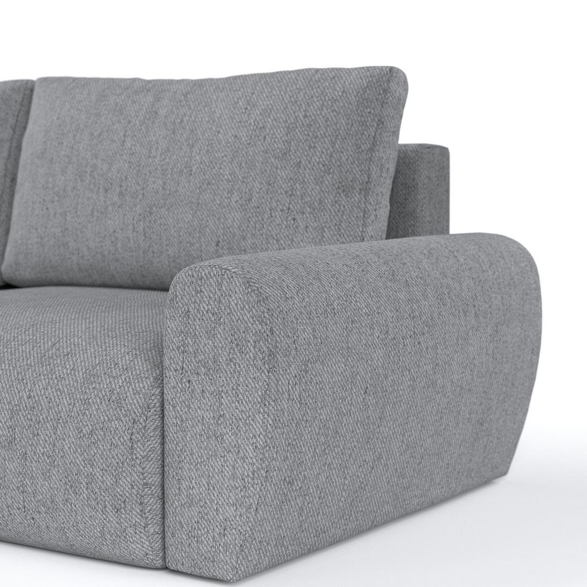 ECKSOFA OMARI mit Schlaffunktion Grau im Neve Stoff - Schwarz/Grau, Holz/Holzwerkstoff (253/153cm) - AltaBeds