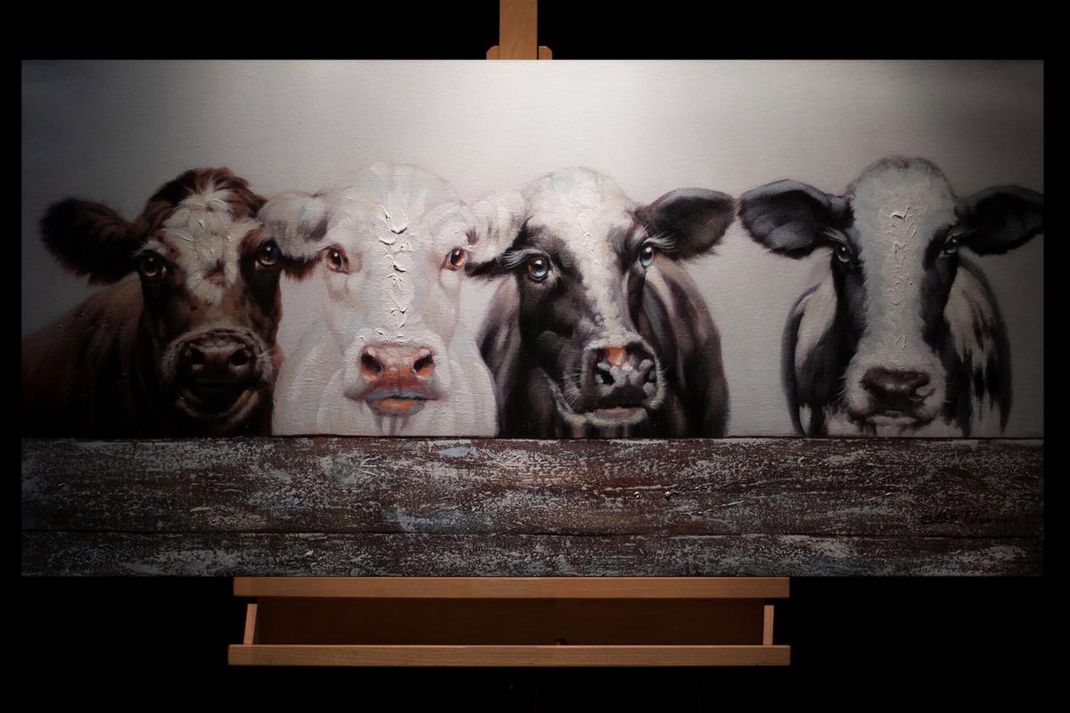 ÖLGEMÄLDE 100/50 cm - Schwarz/Weiß, Holz/Textil (100/50cm) - KUNSTLOFT