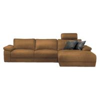 ECKSOFA XL MOTORISCHER RELAXFUNKTION LOLA Orange Leder Relaxfunktion - Cognac/Schwarz, Leder (304/178cm) - KAWOLA