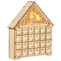 ADVENTSKALENDER Weihnachtskalender 24 Schubladen mit LED-Lichtern MDF Naturholz - Naturfarben, Holz (6/30/26.6cm) - HOMCOM