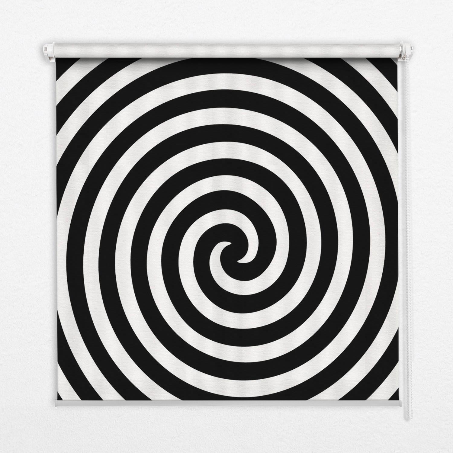 INNENROLLO - Fensterrollo - Rollo - 60x40 cm - Hypnotisierender Kreis - Schwarz, Kunststoff (60/140/0.5cm) - TULUP