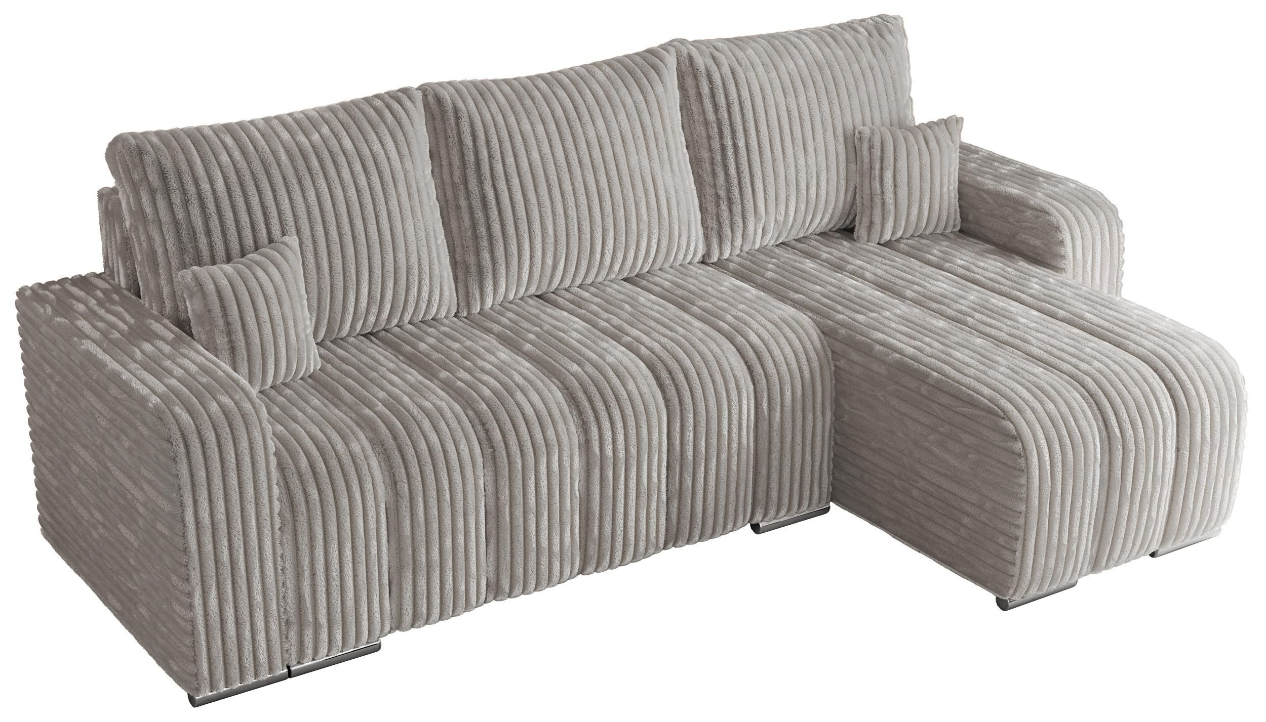 ECKSOFA KIRASSO L Hellgrau Cord - Hellgrau/Grau, Textil (245/147cm) - MKS