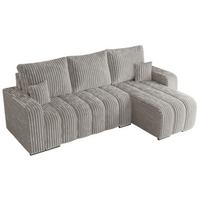 ECKSOFA KIRASSO L Hellgrau Cord - Hellgrau/Grau, Textil (245/147cm) - MKS