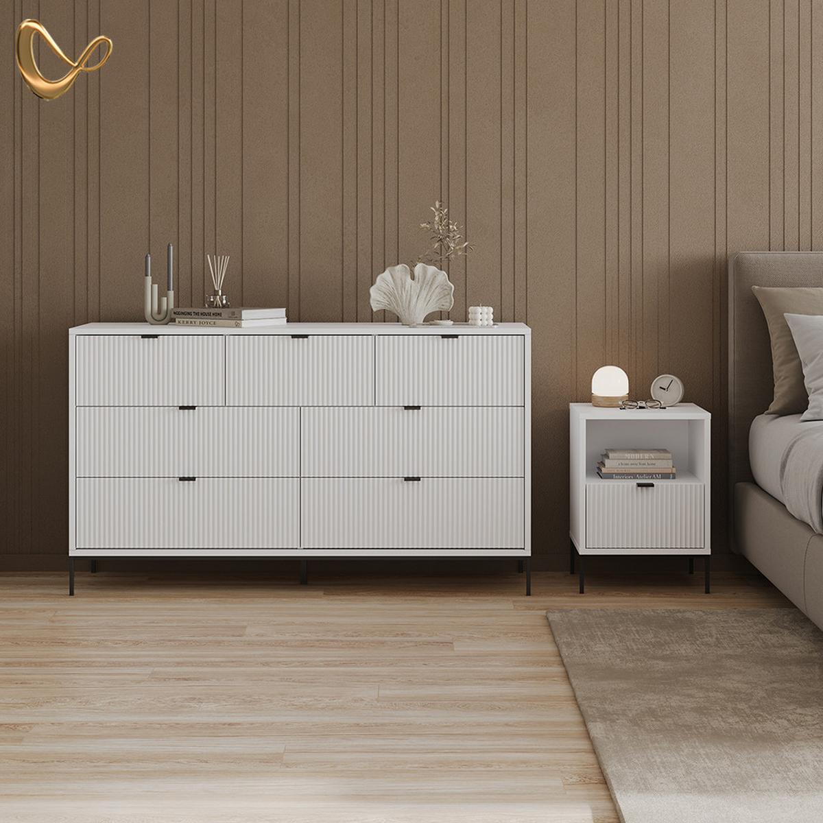 SIDEBOARD Aterno Weiß 42 x 81 cm mit 7 Schubladen - Weiß, Holzwerkstoff (42/81/140cm) - Livinity®