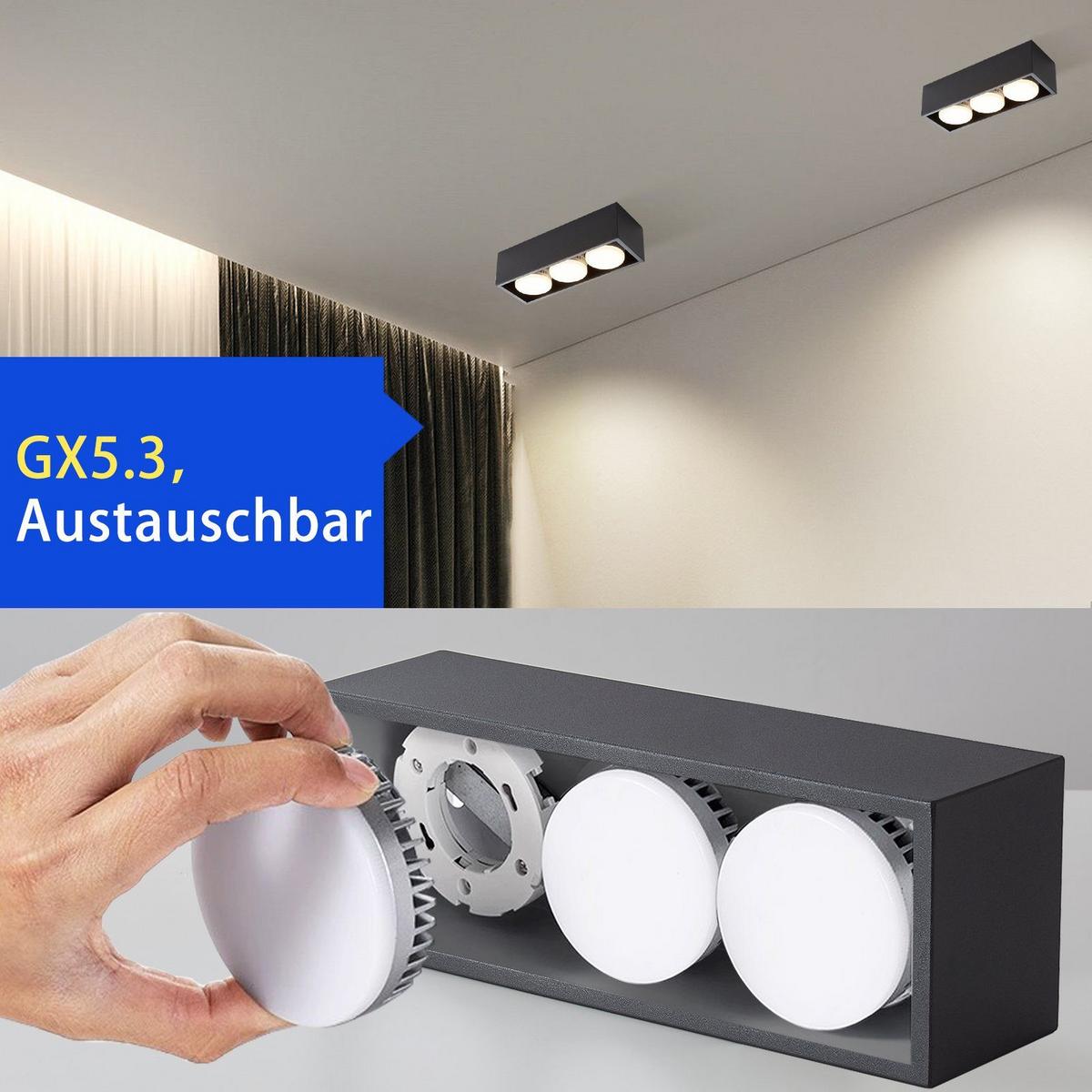 LED-DECKENLEUCHTE Harmonie 3-flammig 30/10/8 cm - Schwarz, Metall (30/10/8cm) - Nettlife