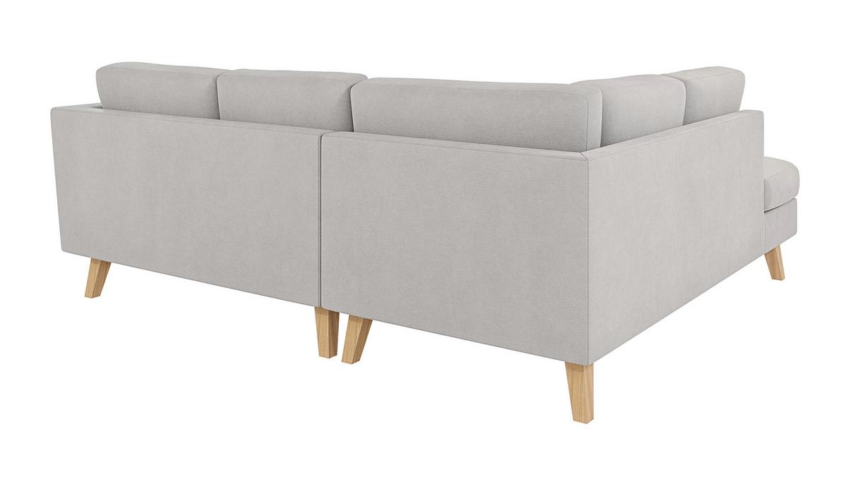 ECKSOFA Mario Silber Microfaser - Silberfarben/Naturfarben, Buchenholz/Textil (221/186cm) - S-Style Möbel