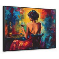 LEINWAND Bilder mit Rahmen - Wein - Frau - Stimmungsvoll - Farbenfroh - 100x70 - Bordeaux, Textil (100/70cm) - MuchoWow