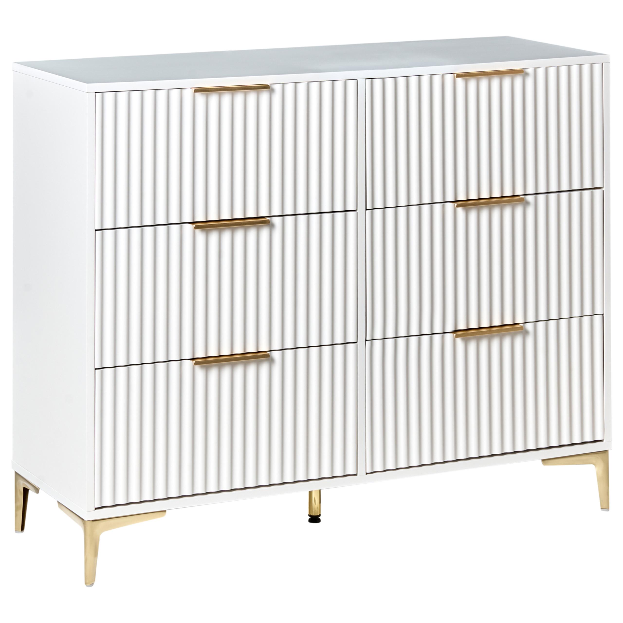 KOMMODE mit 6 Schubladen Weiß Walcott - Weiß, Holzwerkstoff (108/89/40cm) - Beliani