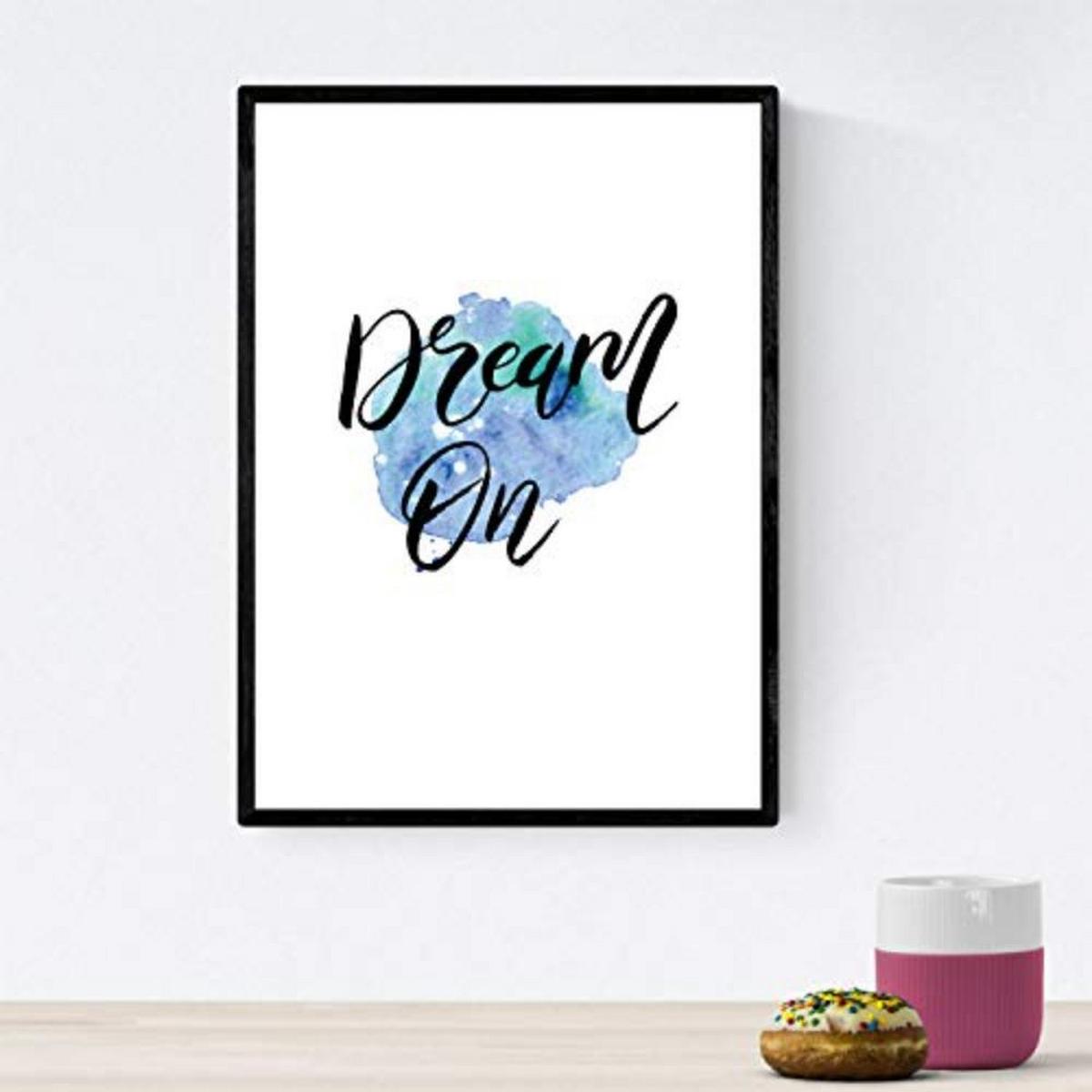 POSTER Set mit 4 glücklich und bunt Love Is In The Air A4 Schwarzer Rahmen - Schwarz, Papier (29.7/3cm) - Nacnic