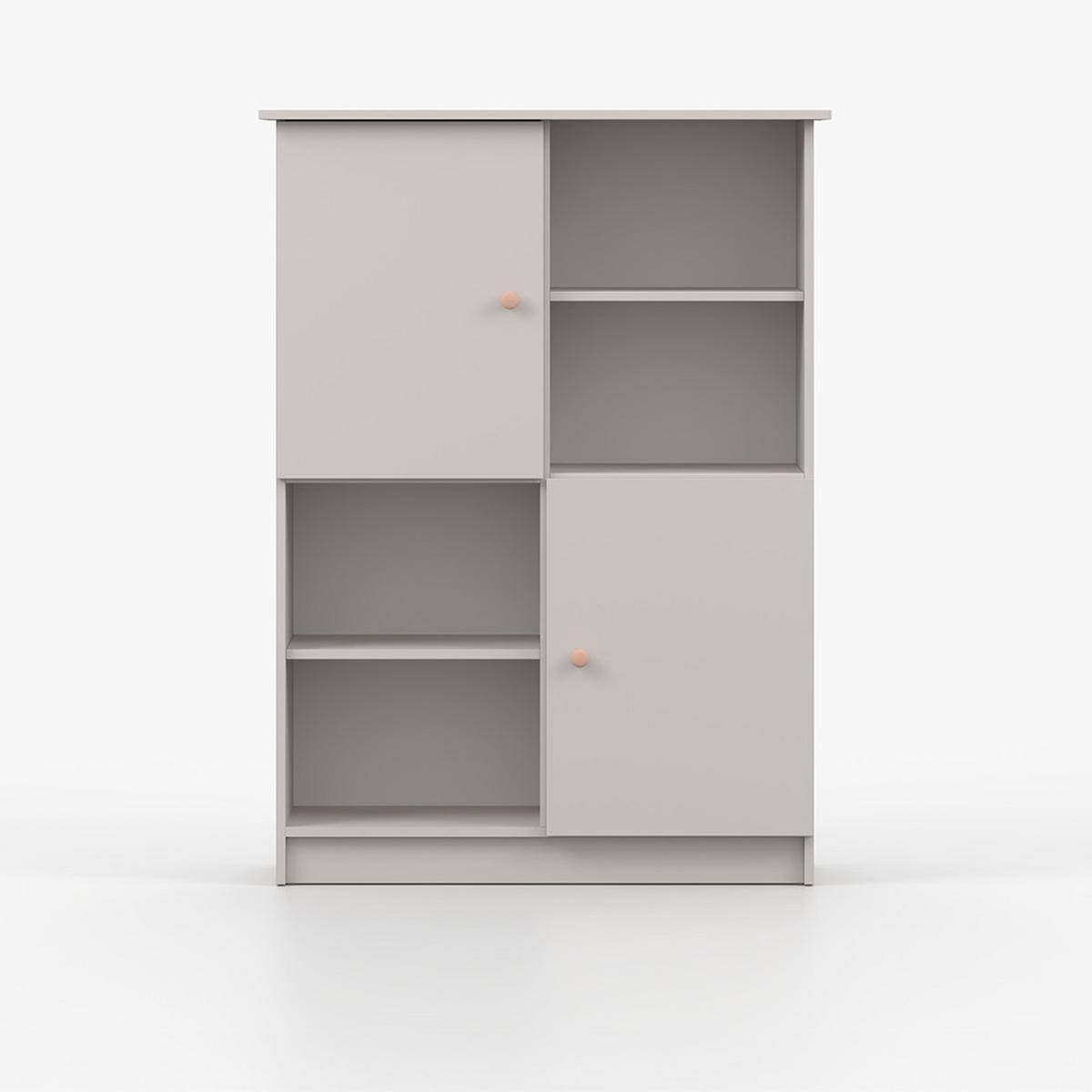 REGAL OLAF II 95cm/130cm/43cm Kaschmir, Griff Rosa - Kaschmir/Rosa, Holzwerkstoff/Metall (95/130/43cm) - imoebel24