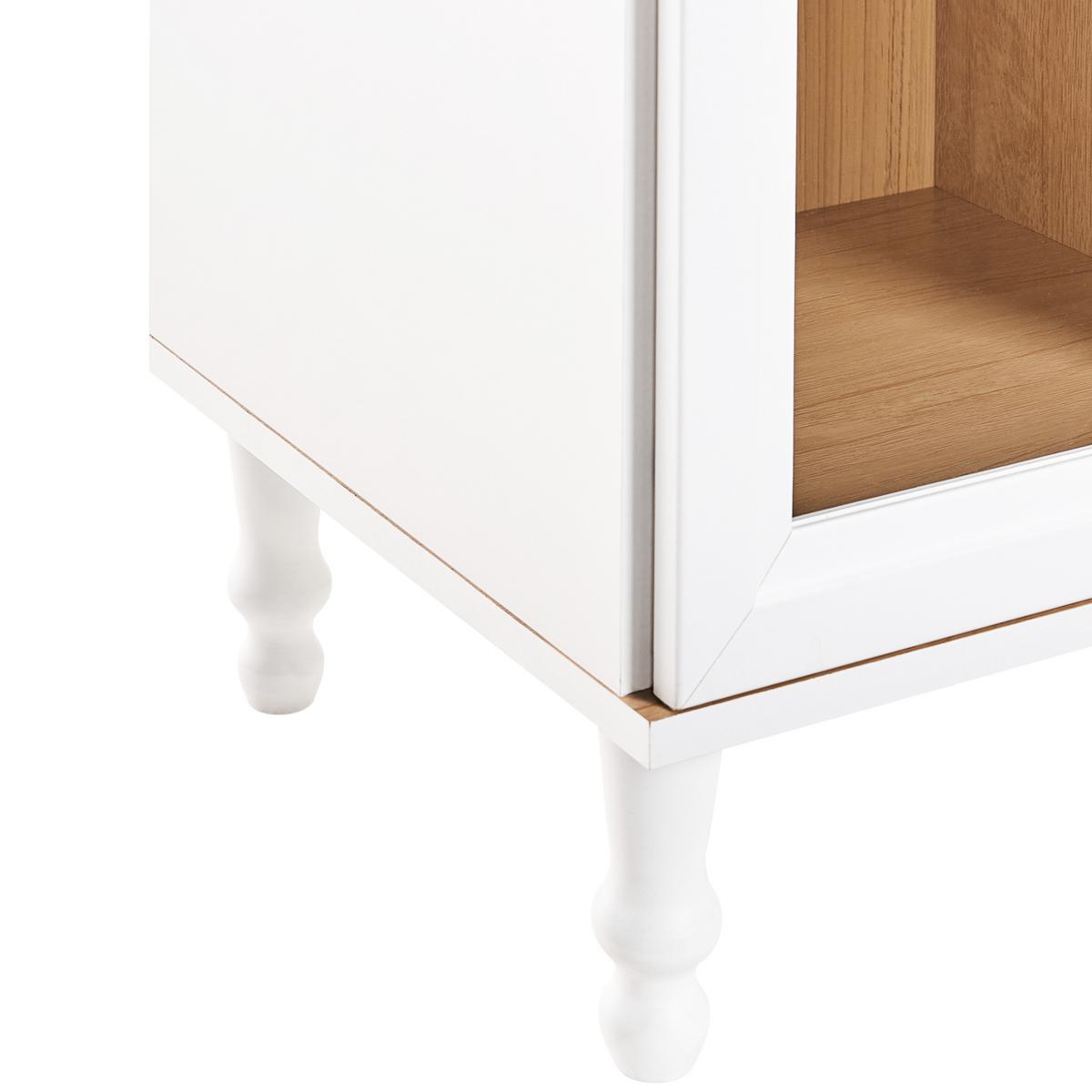 VITRINE mit Glastüren 40 cm Weiß Tingledale - Weiß, Holzwerkstoff (40/150/38cm) - Beliani