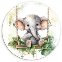 WANDBILD Elefant - Tier - Kinder - Dschungel Deko Groß 150x150 cm - Hellgrau, Kunststoff (150/150cm) - MuchoWow