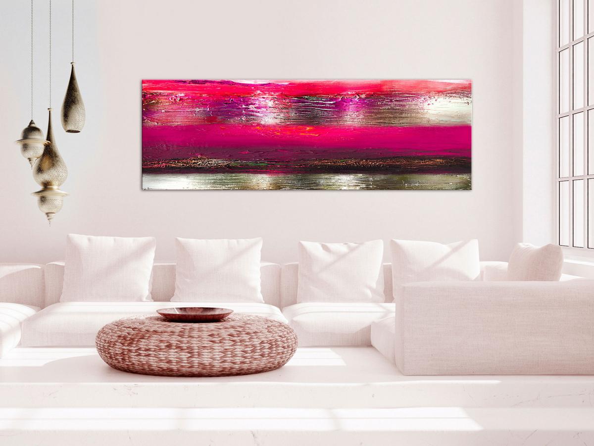 KUNSTDRUCK Rosa 120/40 cm - Pink/Braun, Textil (120/40cm) - KUNSTLOFT
