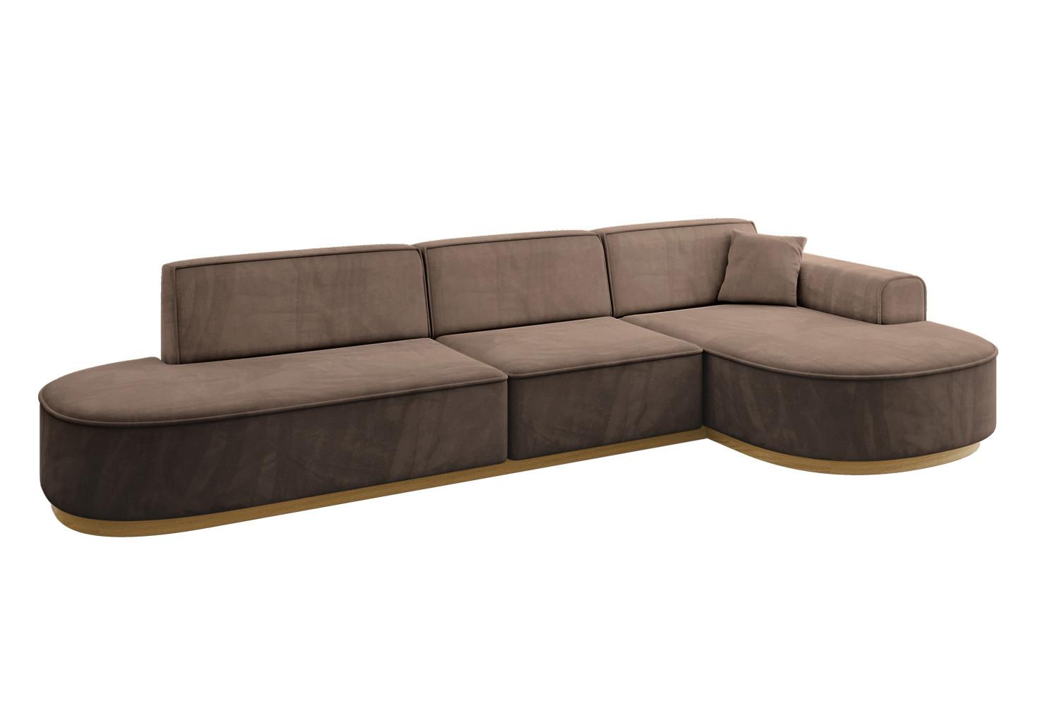 ECKSOFA Ottomane Rechts MARI-L2-v2 - 328x171x83 cm Braun Velours - Braun, Holzwerkstoff/Textil (171/328cm) - ALTDECOR