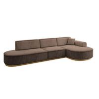 ECKSOFA Ottomane Rechts MARI-L2-v2 - 328x171x83 cm Braun Velours - Braun, Holzwerkstoff/Textil (171/328cm) - ALTDECOR