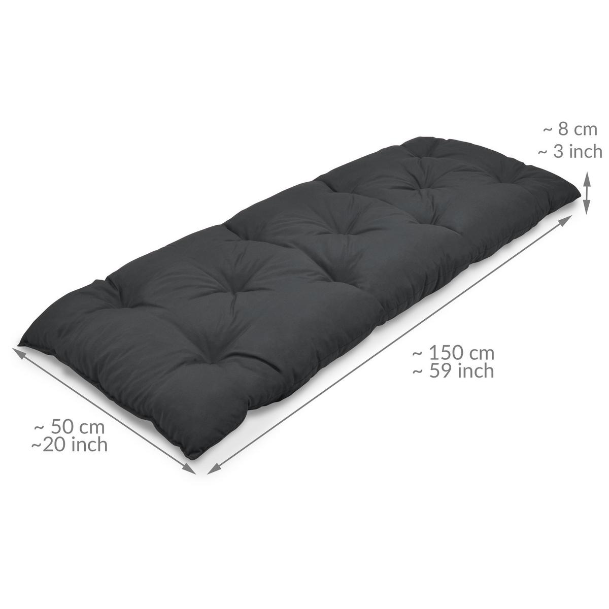 BANKPOLSTER Flair BK 150/50/8cm Graphitgrau - Graphitfarben, Textil (50/8/150cm) - Beautissu 