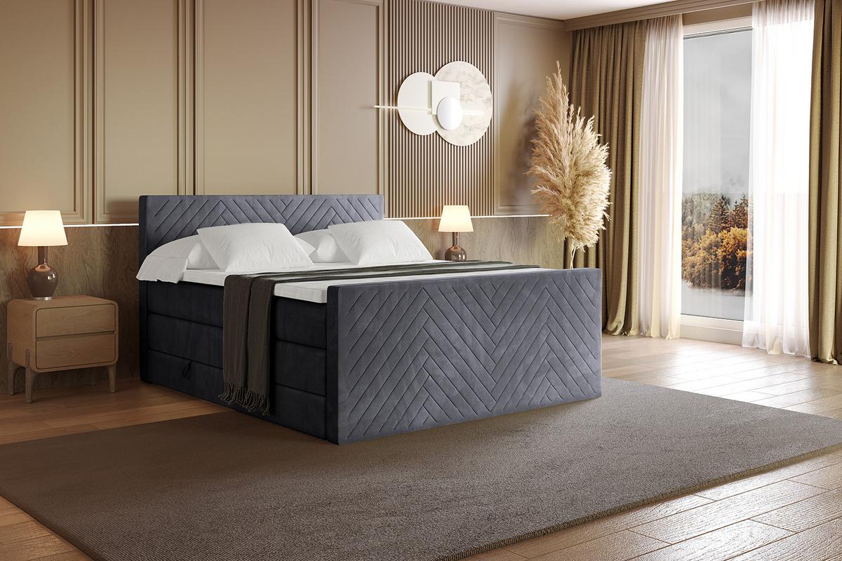 BOXSPRINGBETT mit Matratze und Lattenrost - VEXA-Z KING-120x200 - Dunkelgrau Casablanca - Dunkelgrau, Holzwerkstoff (120/200cm) - ALTDECOR