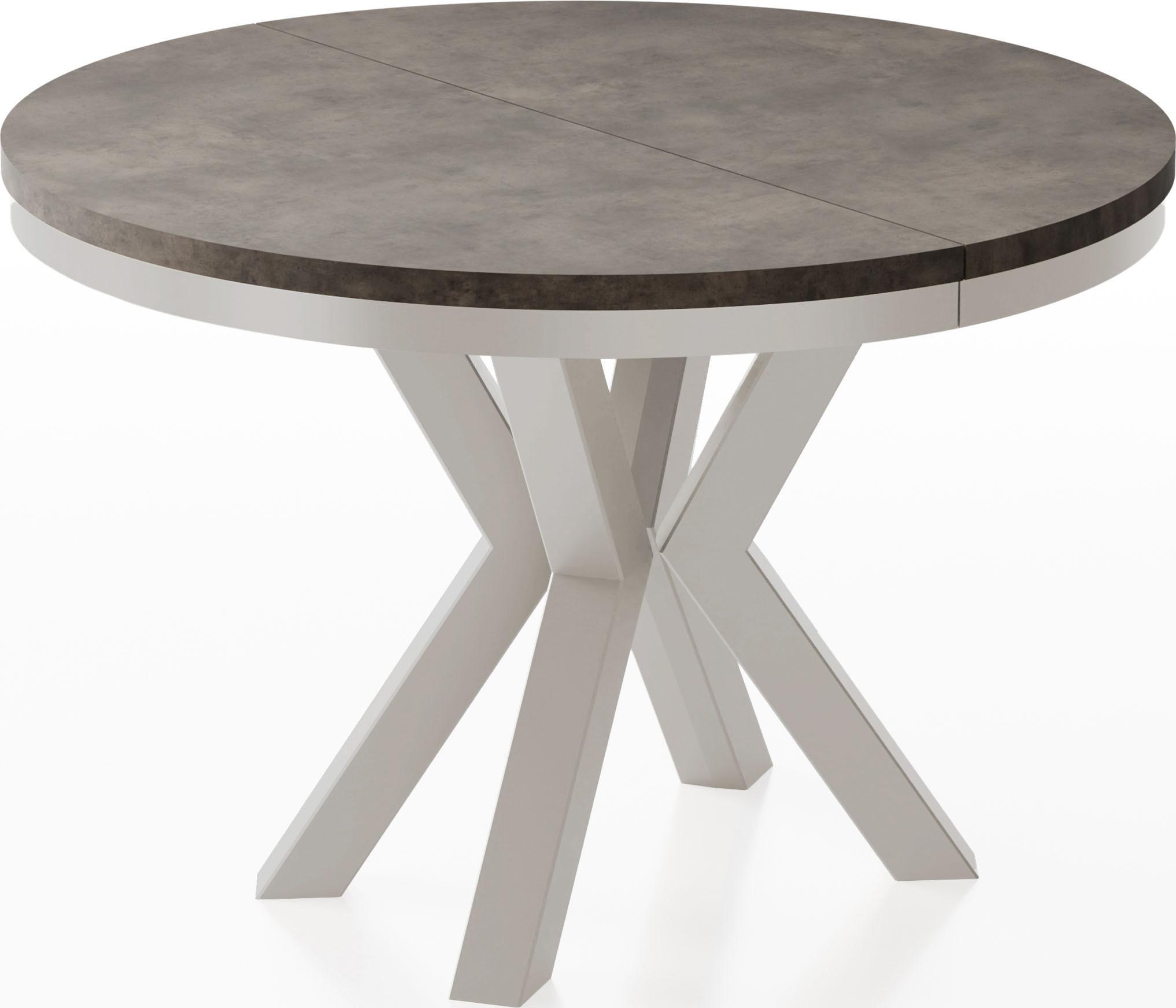 ESSTISCH Clara Grau-Beige runder ausziehbarer, Dunkelgrauer Chicago Beton 100-180/100/76 cm - Greige/Dunkelgrau, Holzwerkstoff/Metall (100/176/76cm) - WFL GROUP