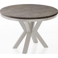 ESSTISCH Clara Grau-Beige runder ausziehbarer, Dunkelgrauer Chicago Beton 100-180/100/76 cm - Greige/Dunkelgrau, Holzwerkstoff/Metall (100/176/76cm) - WFL GROUP