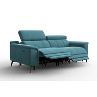 SOFA RELAX FIERO 3-Sitzer, Minter Veloursstoff - Schwarz/Mintgrün, Holz/Textil (212/82/103cm) - Courtois Laville