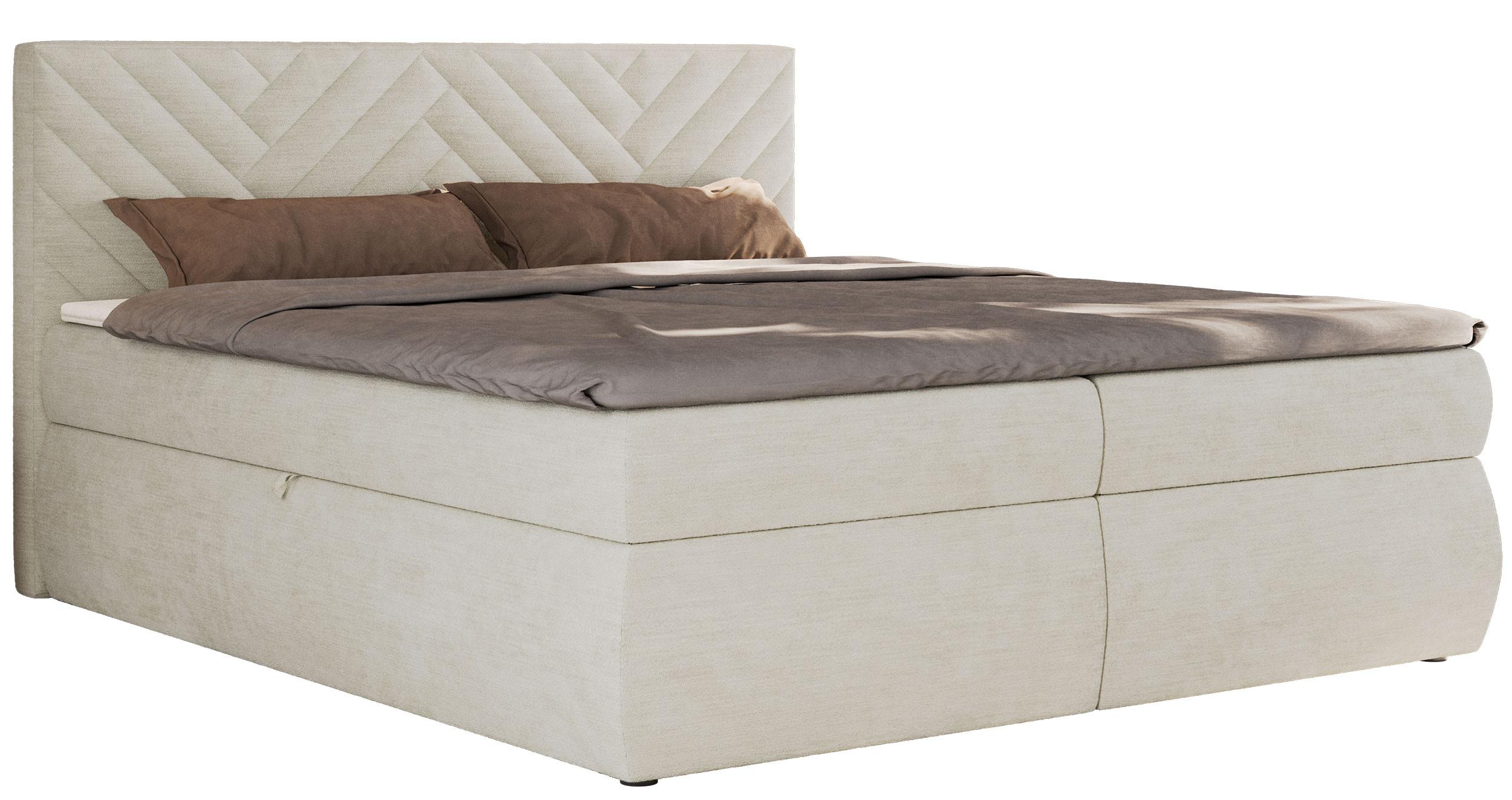 BOXBETT AVERTA 160/200 - Creme Schenille glatt - H3 - Creme, Textil (160/200cm) - MKS