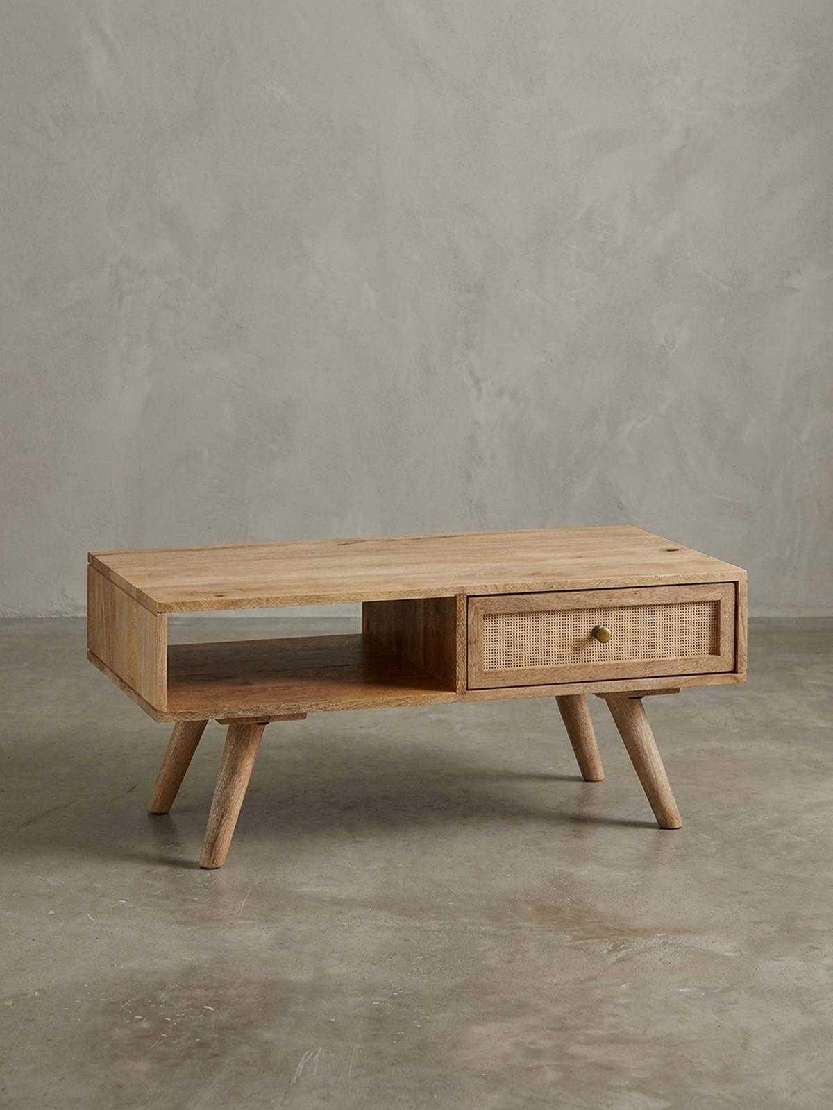 COUCHTISCH Mango-Holz Massiv mit Ablagefläche - Beige/Braun, Holz/Metall (45/90/40cm) - KADIMA DESIGN