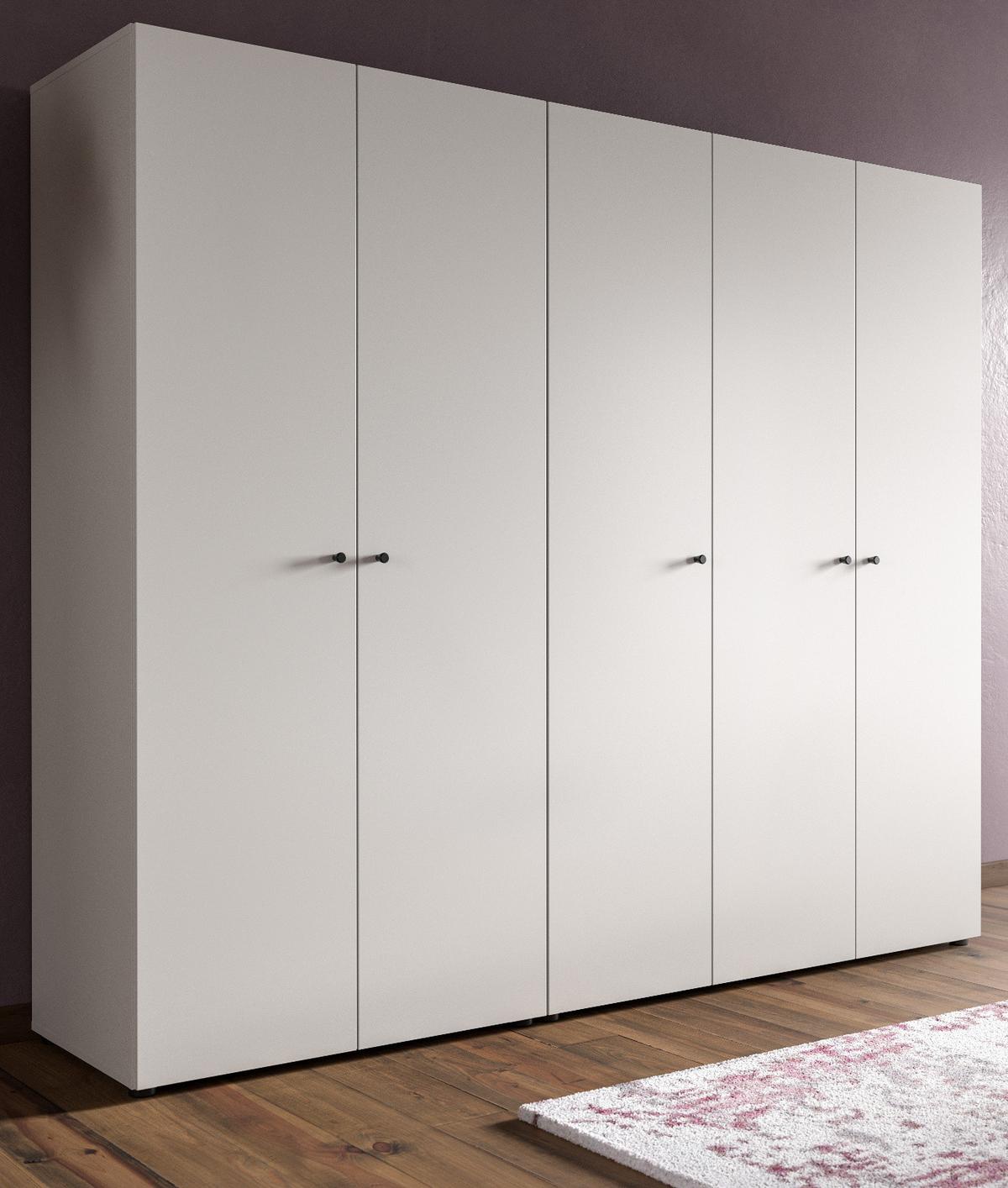 KLEIDERSCHRANK weiß 5-türig 200 cm, Drehtürenschrank mit Kleiderstangen - Schwarz/Weiß, Holzwerkstoff/Kunststoff (200/176/51cm) - Inn.Furn