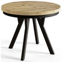 RUNDER Esstisch ausziehbar – Moderner Wohnzimmertisch und Küchentisch – Tisch mit Stabile Konstruktion, Durchmesser 90 cm - 190 cm - Farbe Artisan - Hellbraun/Schwarz, Holzwerkstoff (90/90/77cm) - Alpi-Möbel