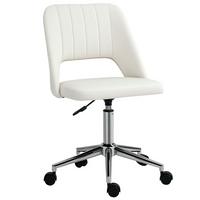 BÜROSTUHL Drehstuhl Jakobsmuschel-Form verstellbar Samtartiges Polyester - Chromfarben/Creme, Textil/Metall (60/91/49cm) - Vinsetto