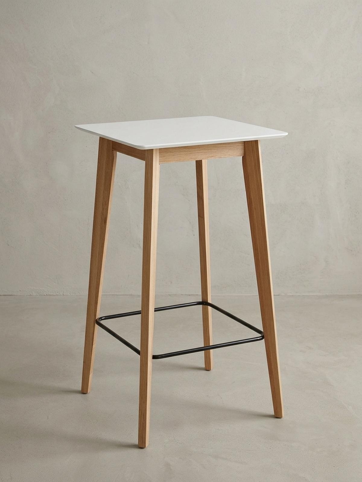 BARTISCH – Skandinavisch, Eichenbeine, quadratisch, 50 kg Belastbarkeit - Weiß/Braun, Eichenholz/Holz (60/60/110cm) - KADIMA DESIGN