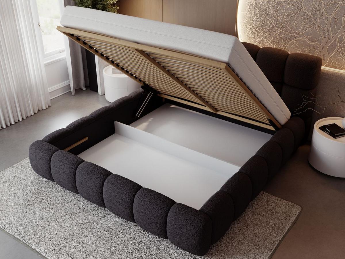 POLSTERBETT Modo 120x200 Bouclé-Stoff Schwarz - Schwarz, Textil (120/200cm) - Graingold