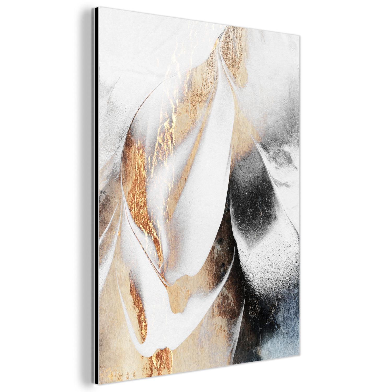 METALLBILD Luxus - Abstrakt - Gold - Weiß 60x80 cm - Goldfarben, Metall (60/80cm) - MuchoWow
