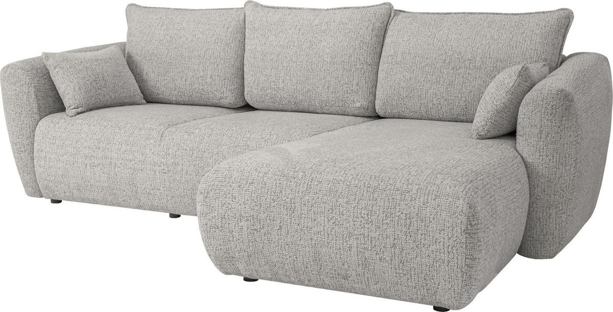 ECKSOFA Fabio mit Bettkasten, Strukturiert Grau 255/165/91 cm - Schwarz/Grau, Textil (255/165cm) - WFL GROUP