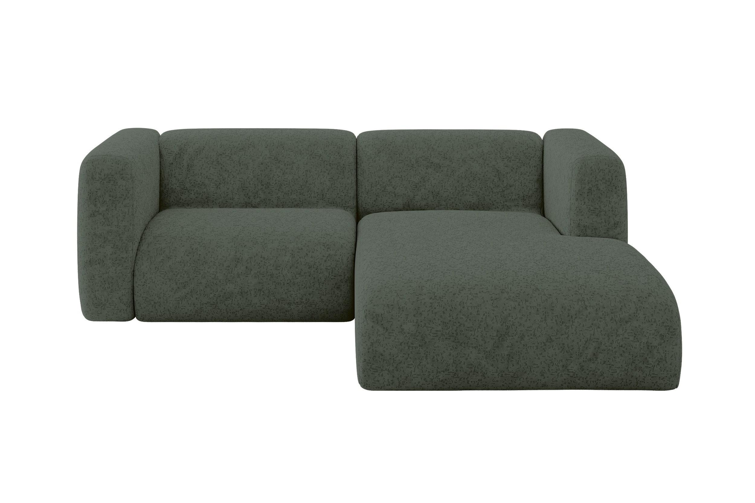 ECKSOFA Ottomane Rechts MIRA-L1 227x179x89 Grün Velours - Schwarz/Grün, Holzwerkstoff/Kunststoff (227/179cm) - ALTDECOR