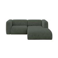 ECKSOFA Ottomane Rechts MIRA-L1 227x179x89 Grün Velours - Schwarz/Grün, Holzwerkstoff/Kunststoff (227/179cm) - ALTDECOR