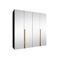 DREHTÜRENSCHRANK Mila III 200 - Goldfarben/Schwarz, Holzwerkstoff/Kunststoff (200/202/52cm) - MIRJAN24