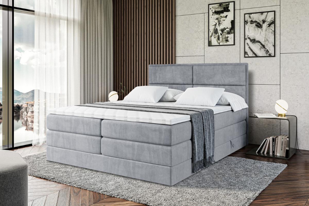 BOXSPRINGBETT AURA KING - 120 x 200 - H3/H4 - Grau - Grau, Holzwerkstoff (120/200cm) - ALTDECOR