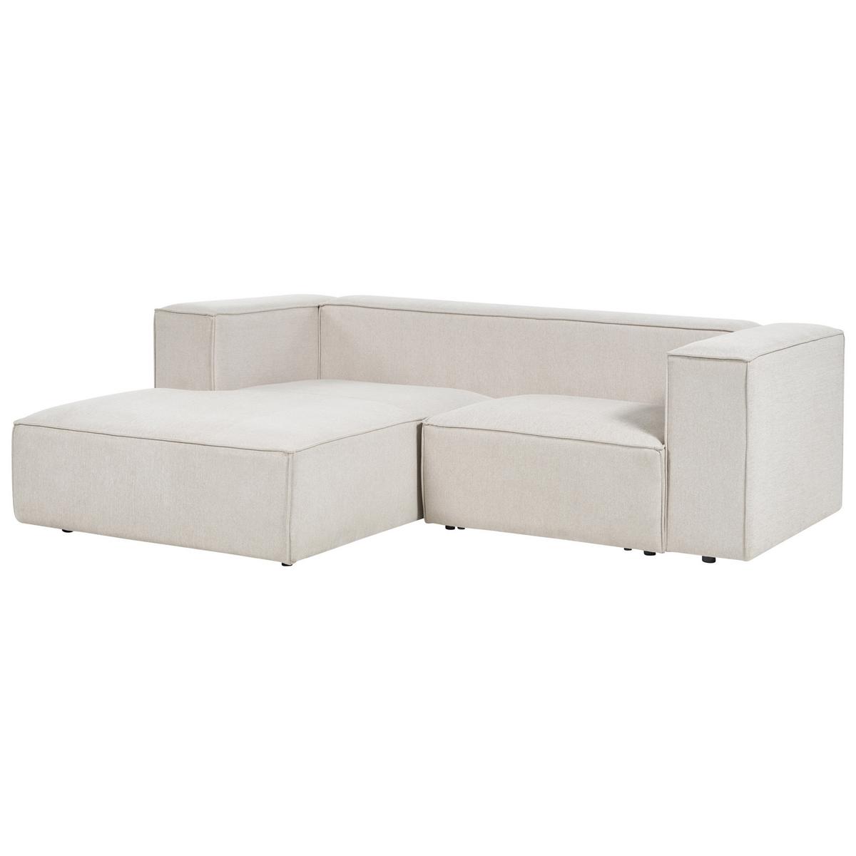 2-SITZER-ECKSOFA hellbeige linksseitig Vernon - Weiß, Textil (236/175cm) - Beliani