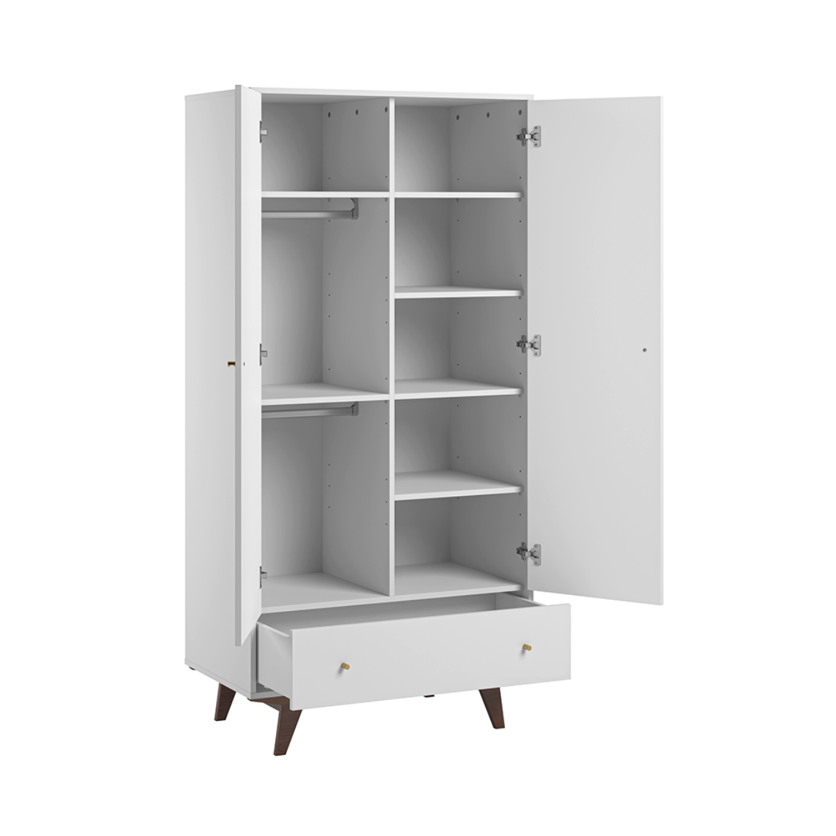 SCHRANK 2 Türen Mid Weiß und Holz - Weiß, Holzwerkstoff (90/185/50cm) - Petits-meubles