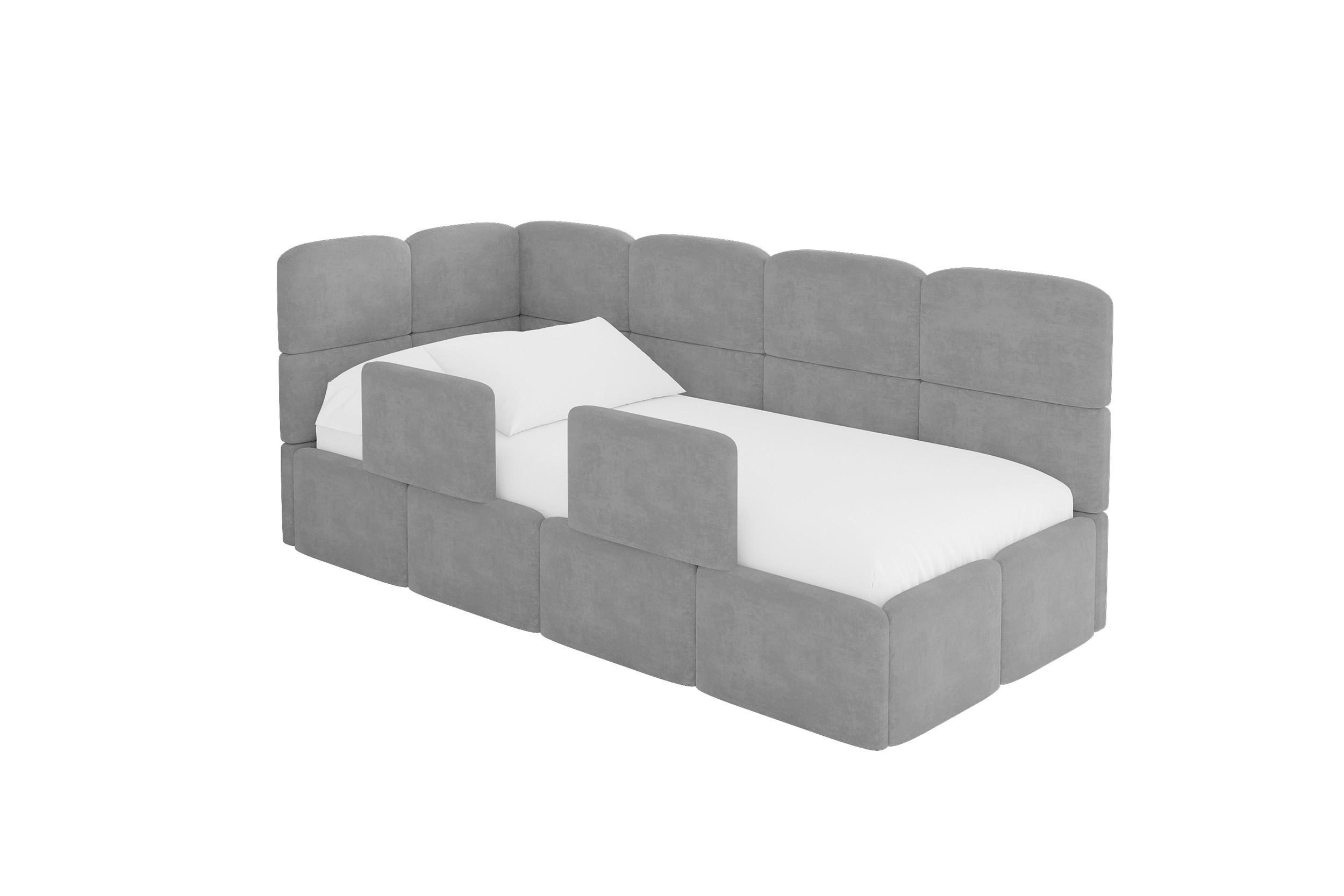 EINZELLBETT Jugendbett mit Bettkasten und Matratze H3/H4, Rechts - KIVY 100x200 Grau - Silberfarben, Holzwerkstoff/Textil (100/200cm) - ALTDECOR