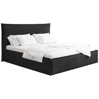 POLSTERBETT Pillow mit Bettkasten, Metall-Lattenrost und hohem Kopfteil - Schwarzer Bouclé 140x200 cm - Birkefarben/Schwarz, Holz/Kunststoff (140/200cm) - WFL GROUP