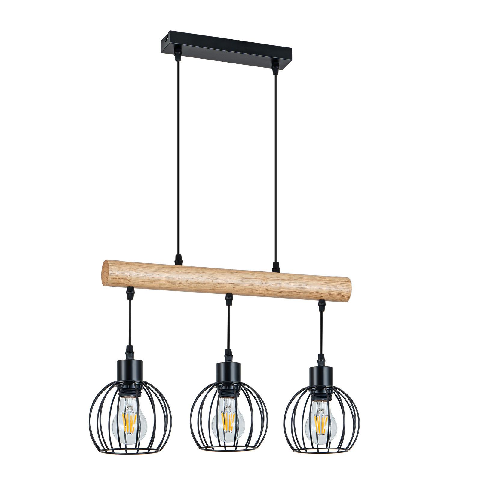 PENDELLEUCHTE Kivoril 50/14/160 cm - Schwarz, Holz/Metall (50/14/160cm) - ZMH