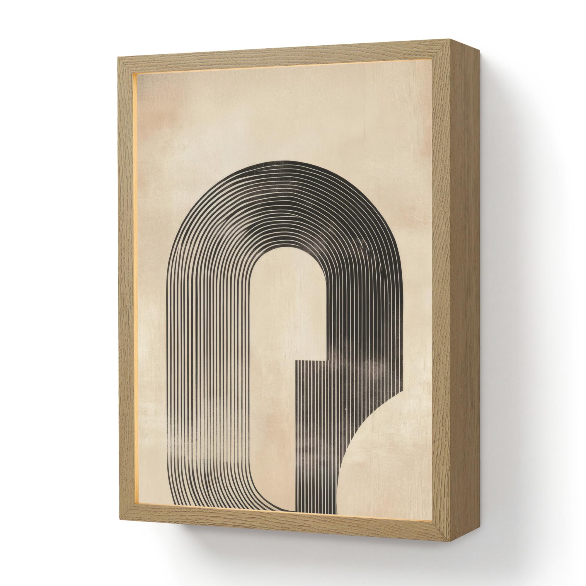WANDLEUCHTE MIT AKKU Schleife - Streifen - Minimalistisch - Schwarz 30x40 cm - Beige, Holzwerkstoff (30/40/8cm) - OnlyWow