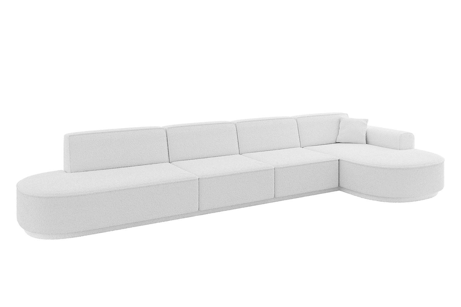 ECKSOFA Ottomane Rechts MARI-L3-v3 - 413x171x83 cm Weiß Bouclé - Schwarz/Weiß, Holzwerkstoff/Kunststoff (171/413cm) - ALTDECOR