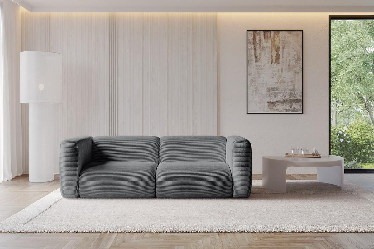 MODULARES Sofa 2-SITZER MIRA-S1 228x89x70 Dunkelgrau cm Cord - Dunkelgrau/Graphitfarben, Holzwerkstoff/Kunststoff (228/70/89cm) - ALTDECOR