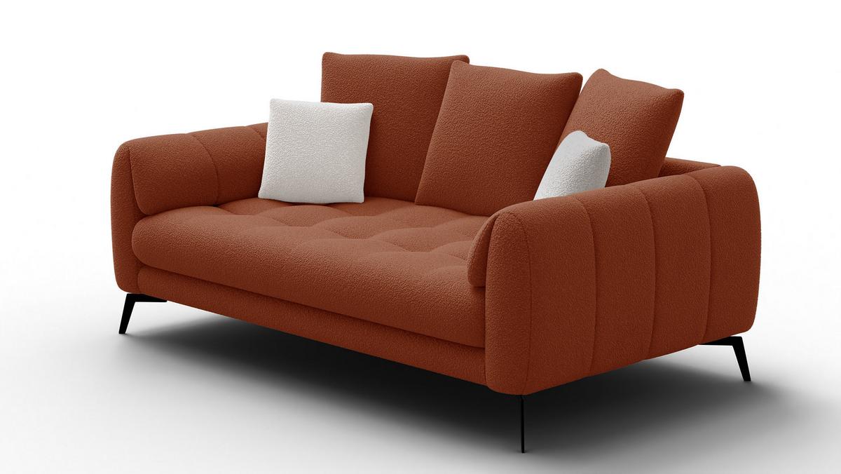 SOFA CALME 2,5-Sitzer, dunkelorange - Dunkelorange/Schwarz, Holz/Textil (199/92/108cm) - Wozimo