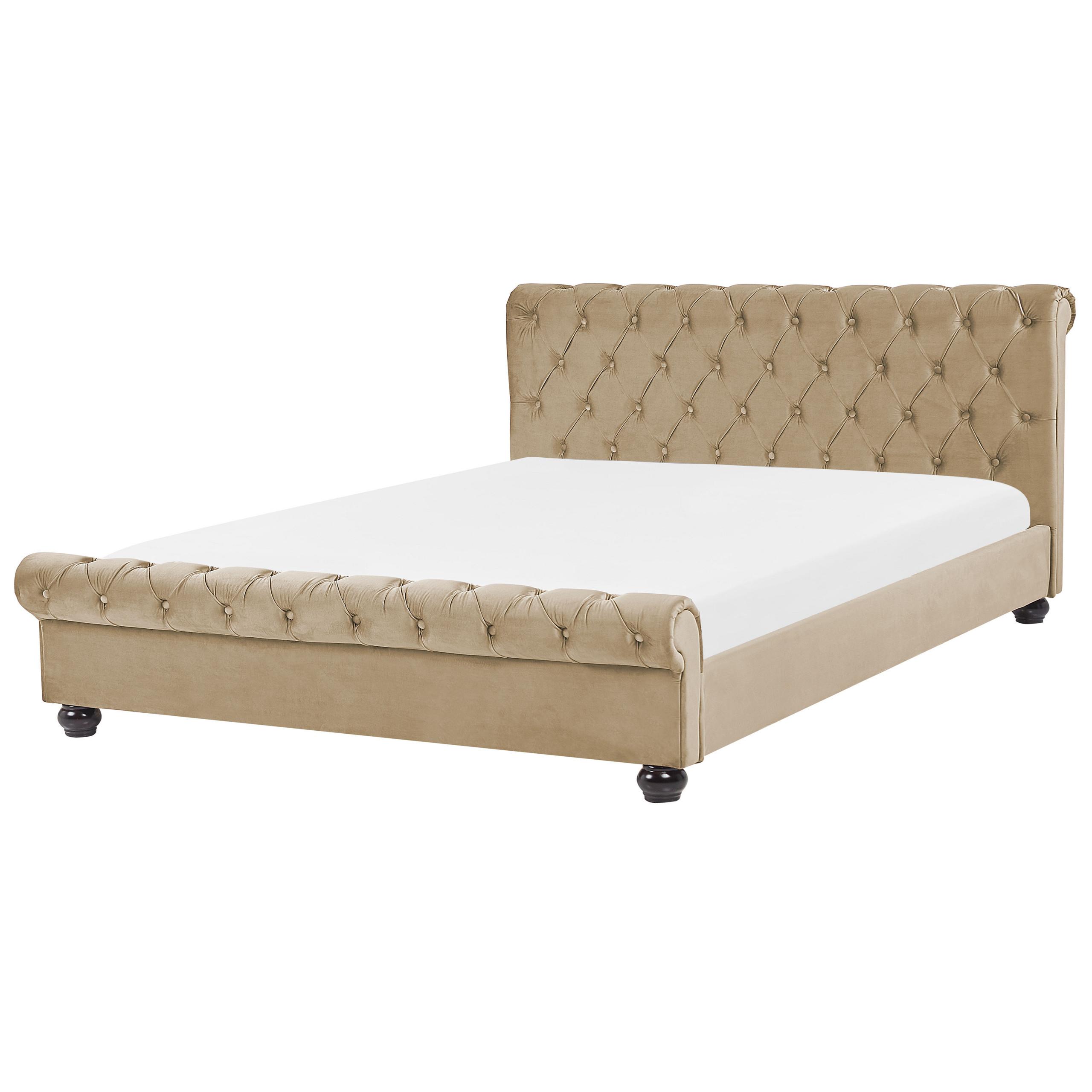 POLSTERBETT 160/200cm Beige Avallon - Beige, Textil (160/200cm) - Beliani
